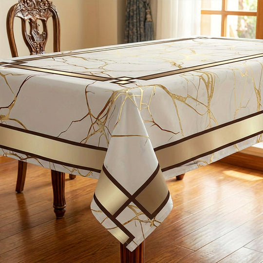 📢📢 50 % RABATT !! ⏰Tischdecke in Marmoroptik – Beige &amp; Goldbraun, Wasserabweisend, Elegant &amp; Modern 🏡✨