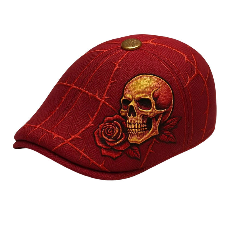 Schiebermütze mit Totenkopf und Dornen