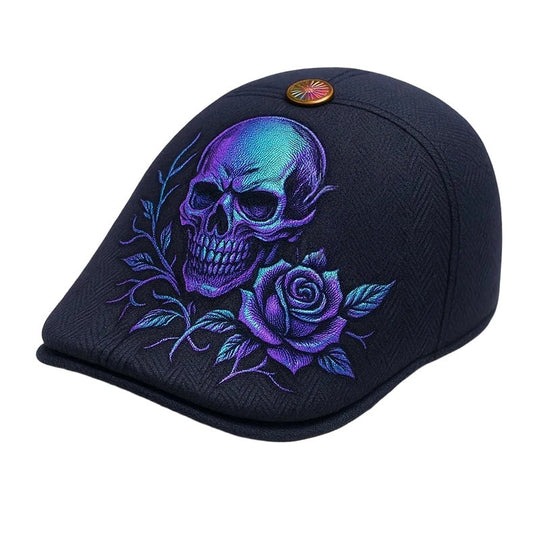 Schiebermütze mit Totenkopf und Dornen
