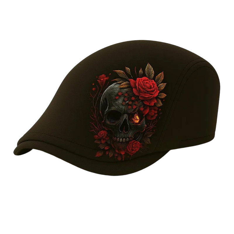 Schiebermütze mit Totenkopf und Dornen