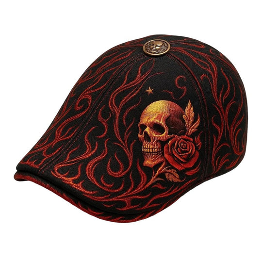 Schiebermütze mit Totenkopf und Dornen