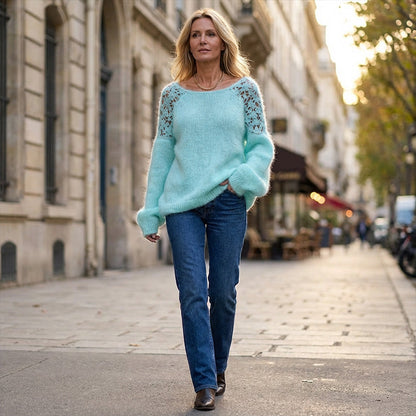 👚 60% RABATT! ✨ Damenpullover mit offenen Schultern und Spitze – Romantischer Look, Bequemer Stoff & Vielseitig kombinierbar 🎀