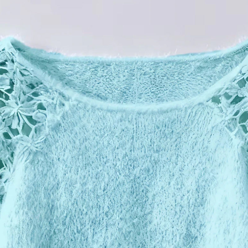 👚 60% RABATT! ✨ Damenpullover mit offenen Schultern und Spitze – Romantischer Look, Bequemer Stoff & Vielseitig kombinierbar 🎀