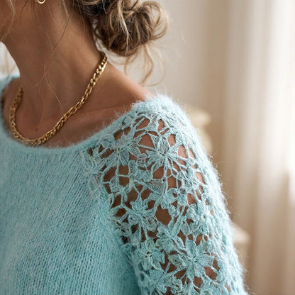👚 60% RABATT! ✨ Damenpullover mit offenen Schultern und Spitze – Romantischer Look, Bequemer Stoff & Vielseitig kombinierbar 🎀