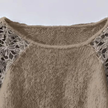 👚 60% RABATT! ✨ Damenpullover mit offenen Schultern und Spitze – Romantischer Look, Bequemer Stoff & Vielseitig kombinierbar 🎀