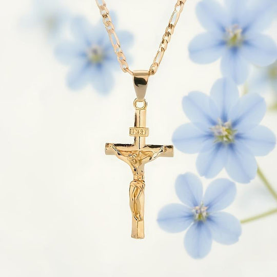 ✝️Goldfarbene Kruzifix-Halskette