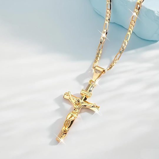 ✝️Goldfarbene Kruzifix-Halskette