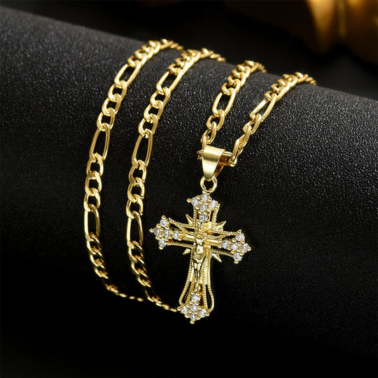 ✝️Goldfarbene Kruzifix-Halskette