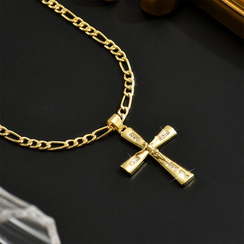 ✝️Goldfarbene Kruzifix-Halskette