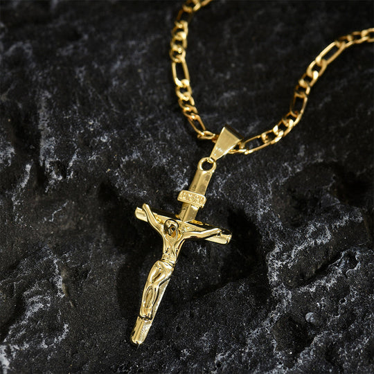 ✝️Goldfarbene Kruzifix-Halskette