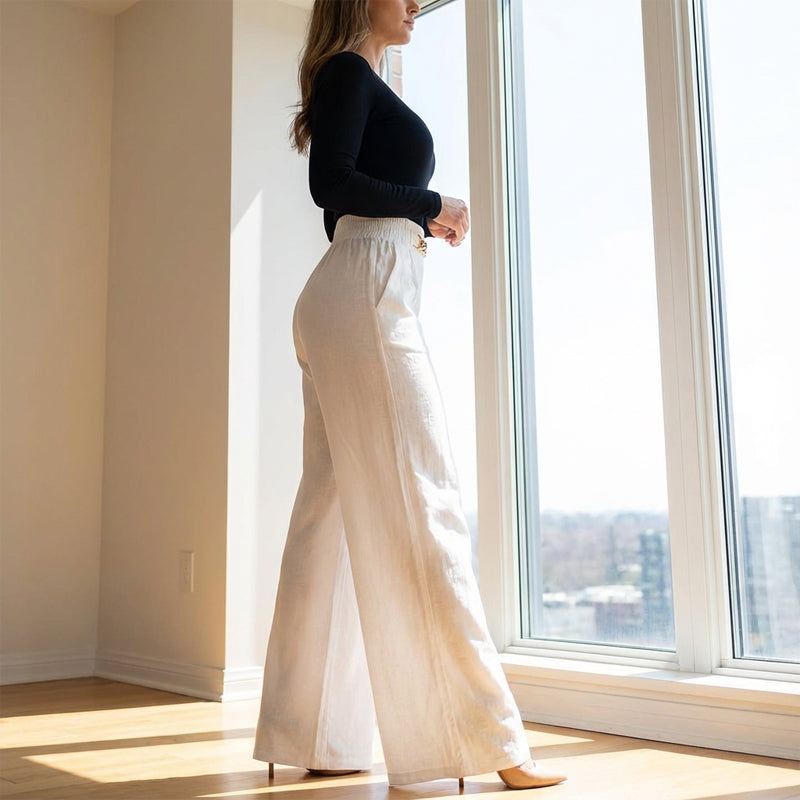 📢📢60%  OFF !! ⏰Women's High-Waist Wide-Leg Trousers with Belt Accent