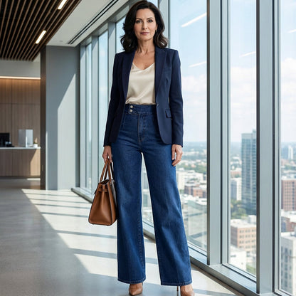 📢📢60 % Rabatt!! ⏰Damenjeans mit hoher Taille und weitem Bein