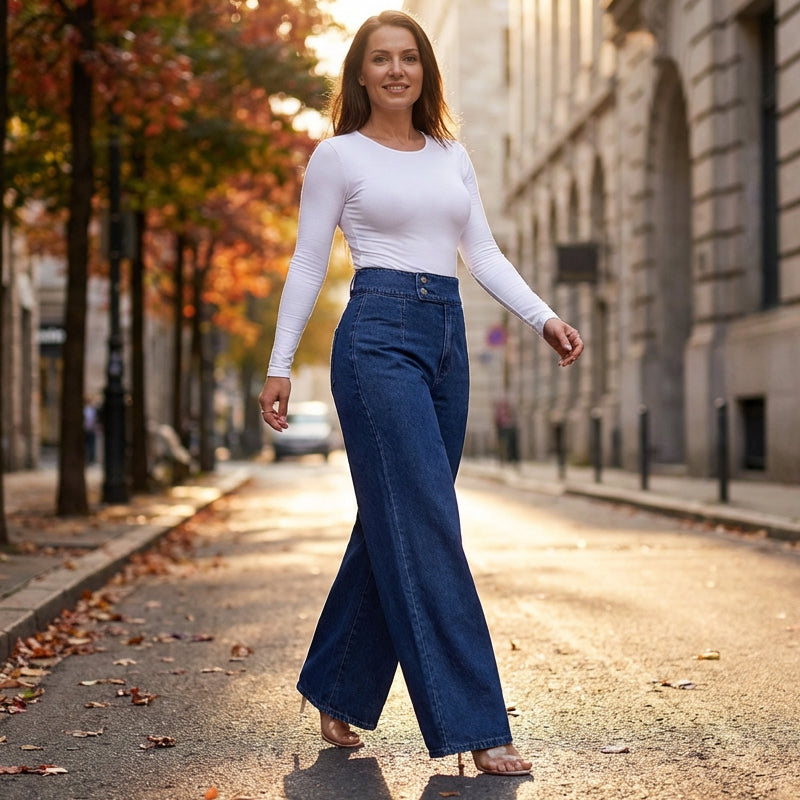 📢📢60 % Rabatt!! ⏰Damenjeans mit hoher Taille und weitem Bein