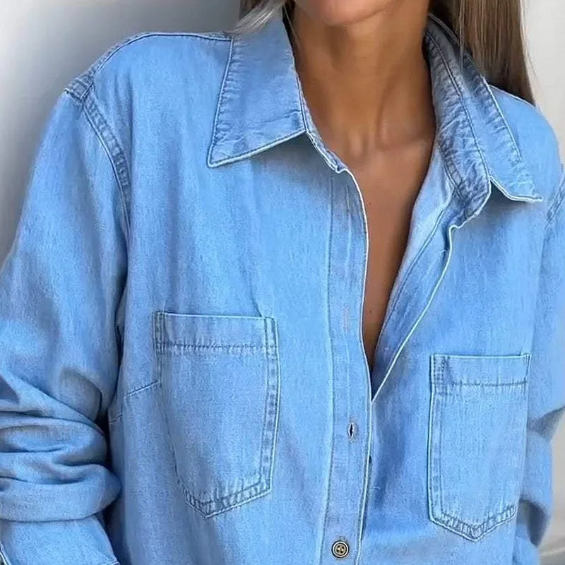 🎉 50% RABATT!👖 Damen-Denim-Maxikleid: Knopfleiste + Seitenschlitze – vielseitig als Kleid oder Jacke