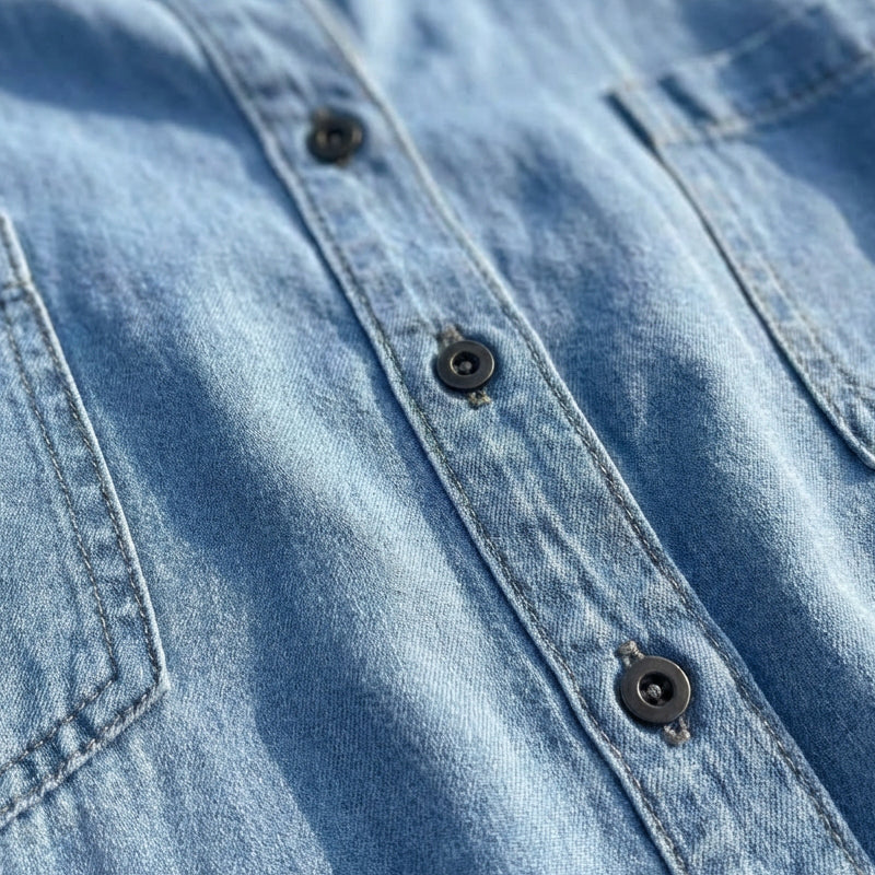 🎉 50% RABATT!👖 Damen-Denim-Maxikleid: Knopfleiste + Seitenschlitze – vielseitig als Kleid oder Jacke