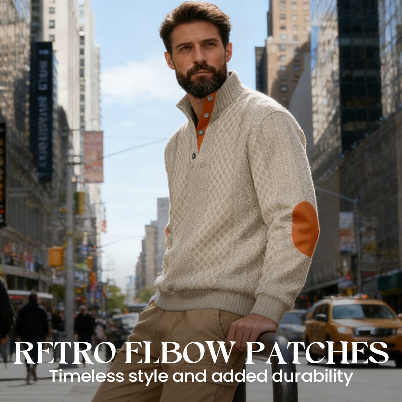 🧥✨ Perfekter Komfort-Pullover für Herren: Robust mit stylischen Ellbogenpatches, nachhaltige Wolle für jeden Tag. ❄️👌 Extralang &amp; kuschelig – dein Alltagsheld! 🔥