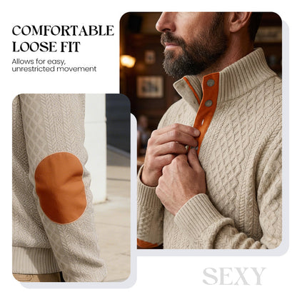 🧥✨ Perfekter Komfort-Pullover für Herren: Robust mit stylischen Ellbogenpatches, nachhaltige Wolle für jeden Tag. ❄️👌 Extralang & kuschelig – dein Alltagsheld! 🔥