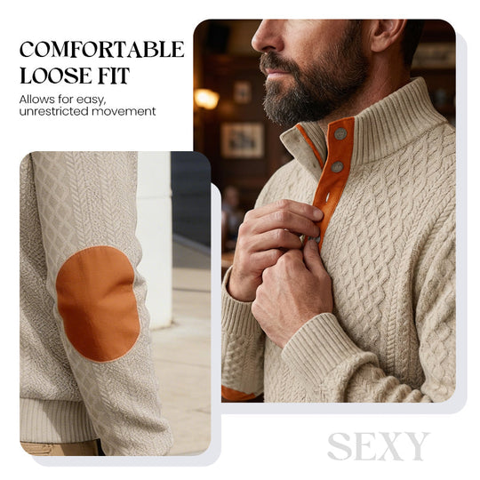 🧥✨ Perfekter Komfort-Pullover für Herren: Robust mit stylischen Ellbogenpatches, nachhaltige Wolle für jeden Tag. ❄️👌 Extralang &amp; kuschelig – dein Alltagsheld! 🔥
