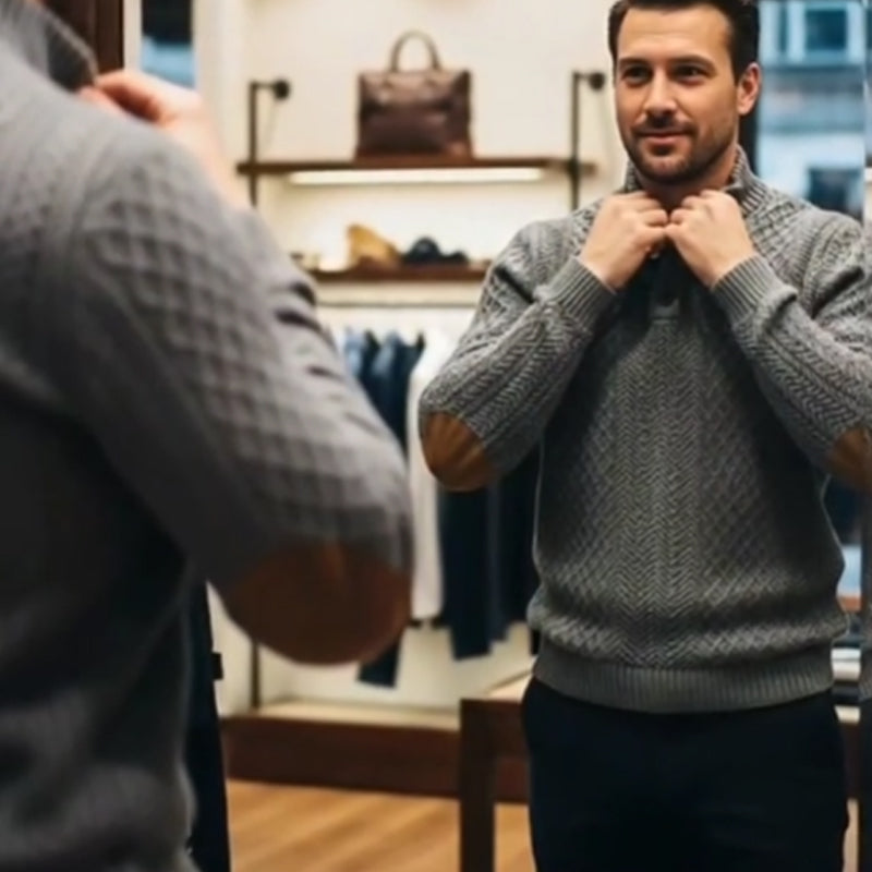 🧥✨ Perfekter Komfort-Pullover für Herren: Robust mit stylischen Ellbogenpatches, nachhaltige Wolle für jeden Tag. ❄️👌 Extralang &amp; kuschelig – dein Alltagsheld! 🔥