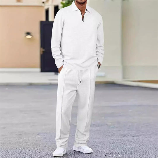 🔥Herren Waffelstrick-Set: Sweatshirt &amp; Hose mit geradem Bein