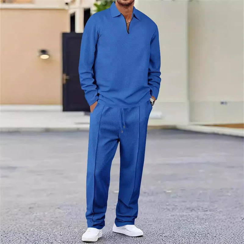 🔥Herren Waffelstrick-Set: Sweatshirt &amp; Hose mit geradem Bein