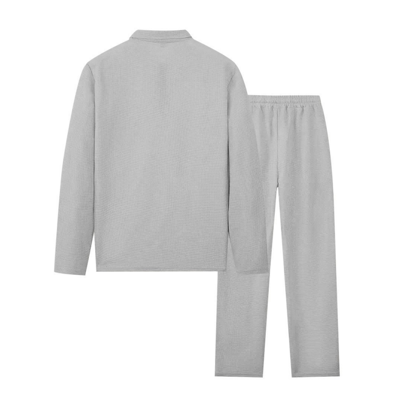 🔥Herren Waffelstrick-Set: Sweatshirt &amp; Hose mit geradem Bein