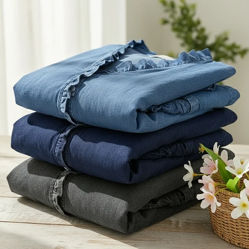 Damen-Freizeithemd mit Rüschen und V-Ausschnitt