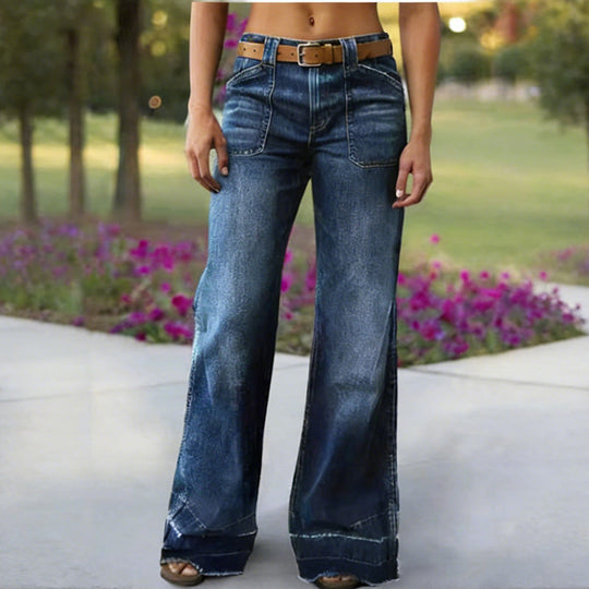 ✨🔥Retro-Schlagjeans für Damen mit Taschen👖
