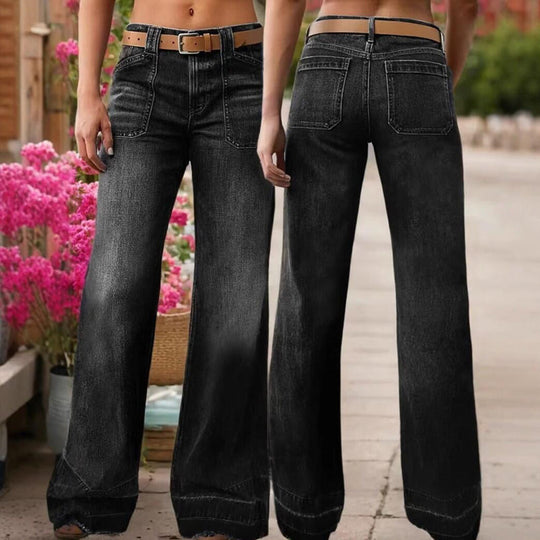 ✨🔥Retro-Schlagjeans für Damen mit Taschen👖