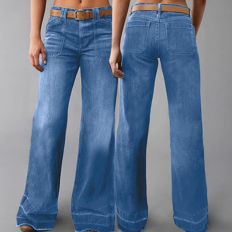 ✨🔥Retro-Schlagjeans für Damen mit Taschen👖