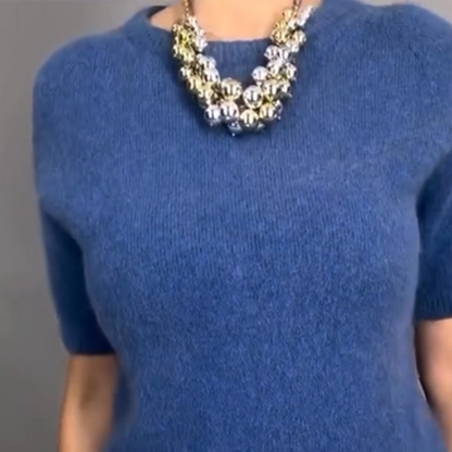 Elegantes 2-teiliges Set aus gestricktem Oberteil mit Blumenmuster und Midirock