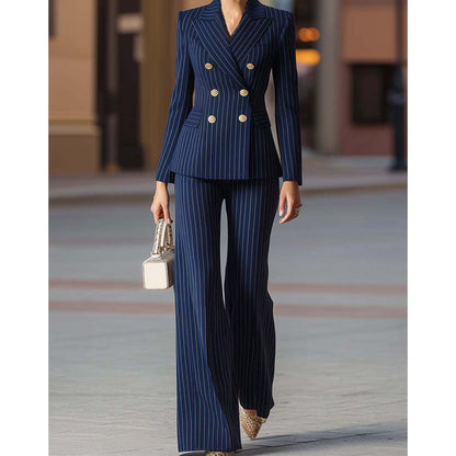 ⏰50% Off & Free Shipping🛍️Women's Pinstripe Double-Breasted Suit Set✨