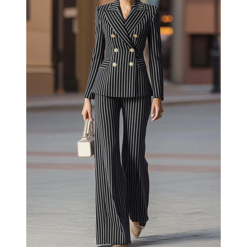 ⏰50% Off & Free Shipping🛍️Women's Pinstripe Double-Breasted Suit Set✨