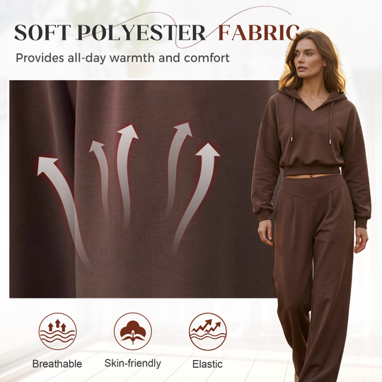 Damen-Set aus kurzem Hoodie und weit geschnittener Hose🔥versandkostenfrei