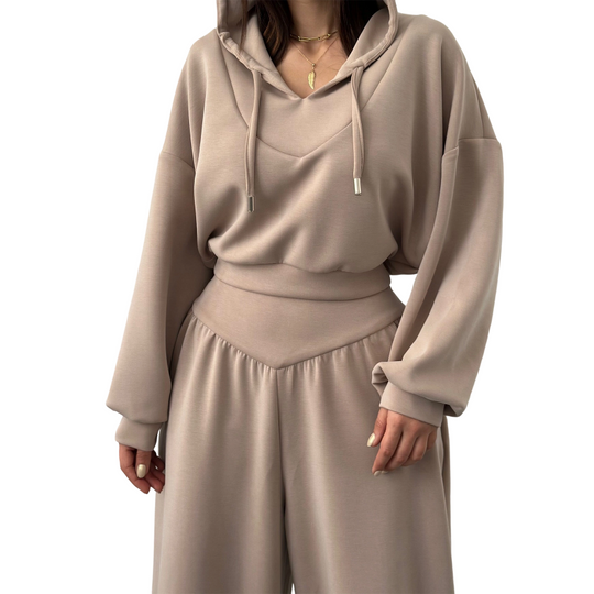 Damen-Set aus kurzem Hoodie und weit geschnittener Hose🔥versandkostenfrei