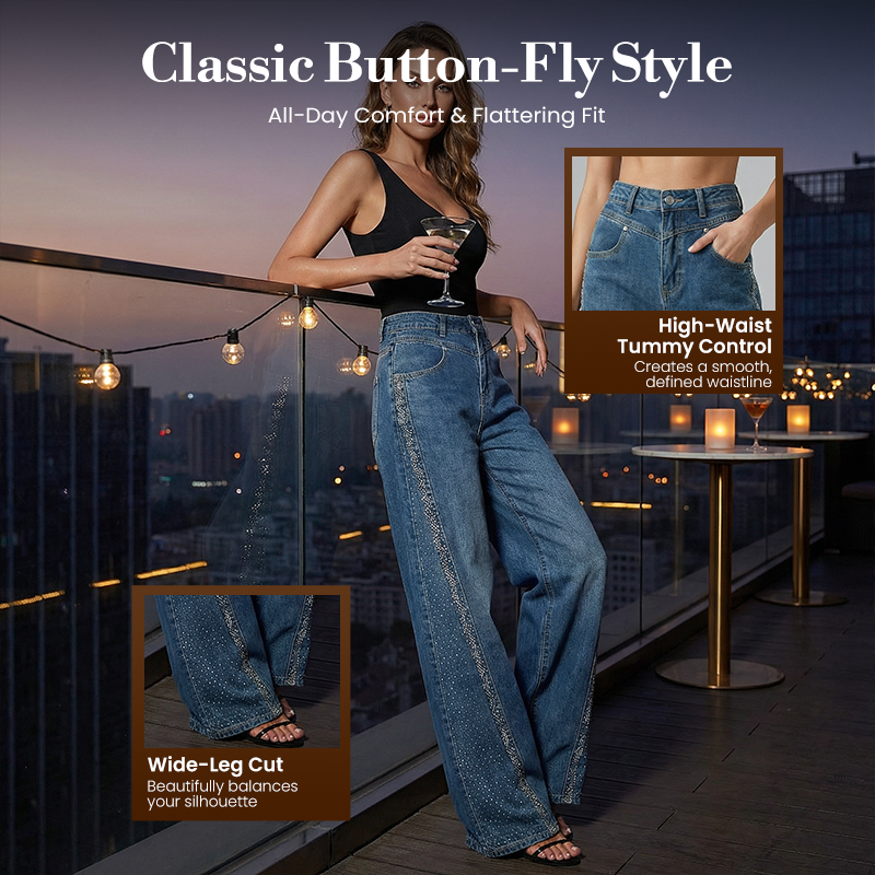 👖 Verzierte Damen-Flare-Jeans – Der ultimative Look für den Abend