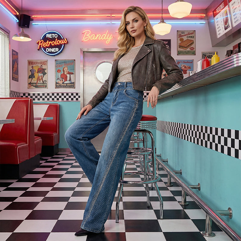 👖 Verzierte Damen-Flare-Jeans – Der ultimative Look für den Abend