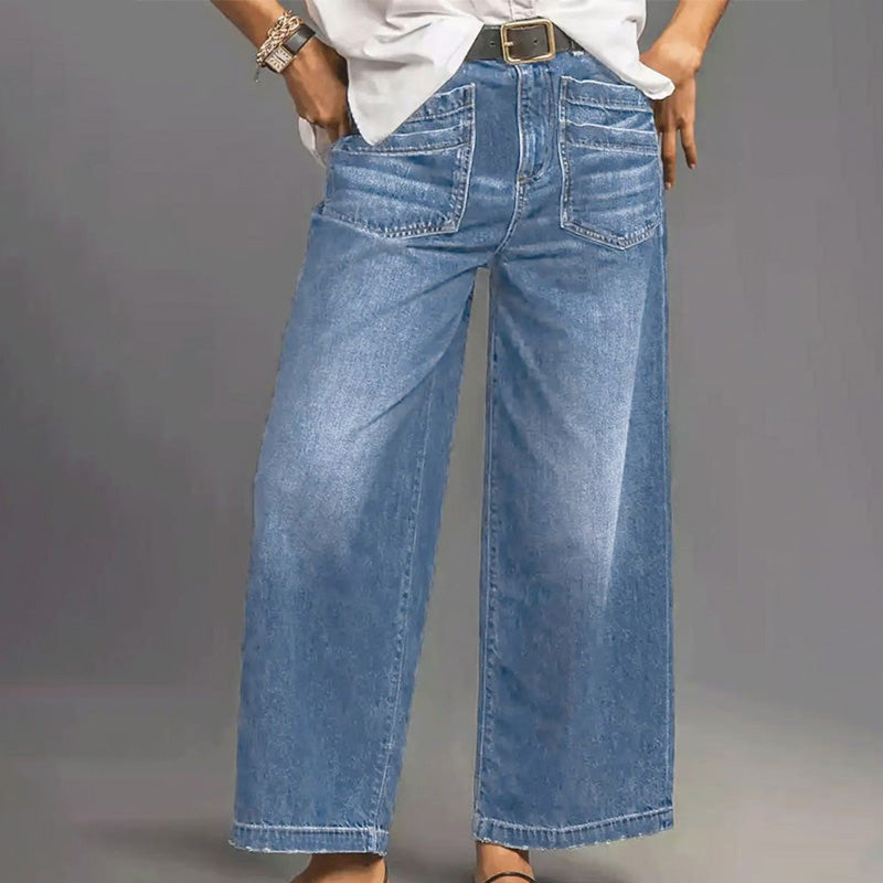 Damen Casual High-Rise Weitbeinjeans