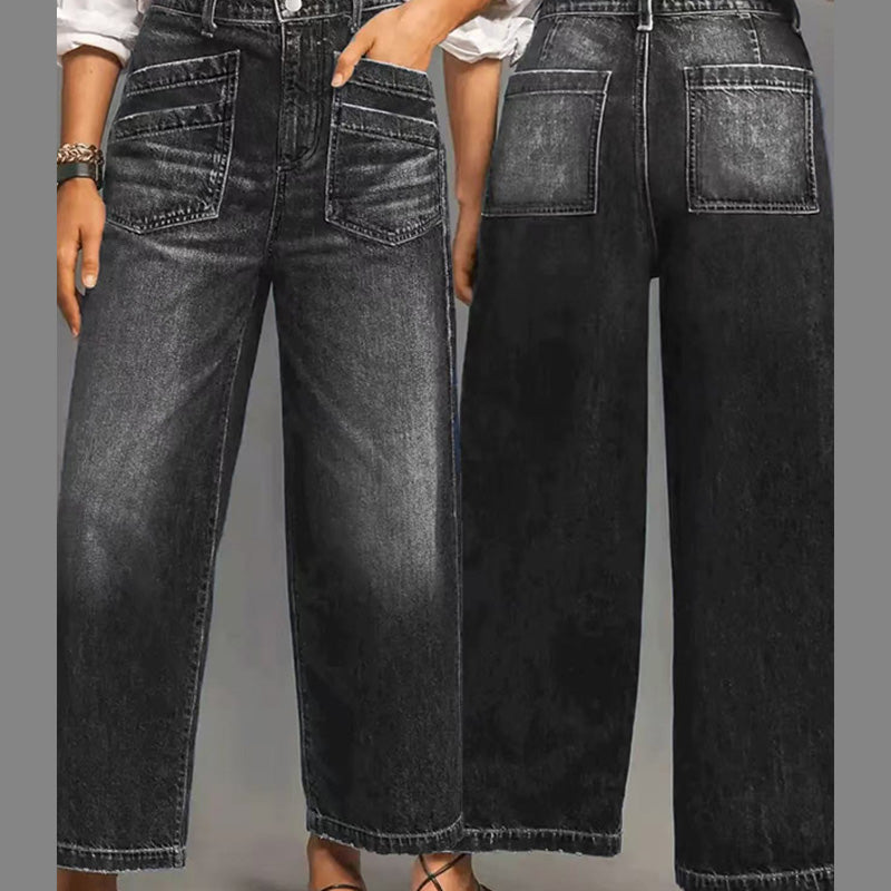 Damen Casual High-Rise Weitbeinjeans