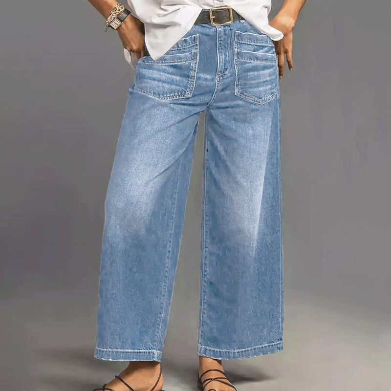Damen Casual High-Rise Weitbeinjeans