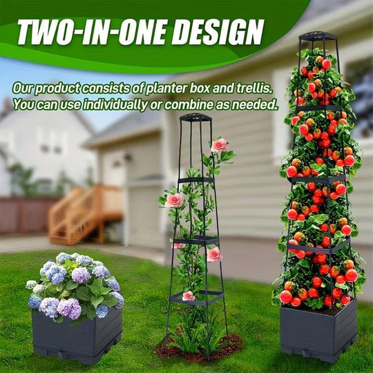Gartenhochbeet Pflanzkästen mit Rankgitter｜Perfekt für Kletterpflanzen und Gemüseanbau
