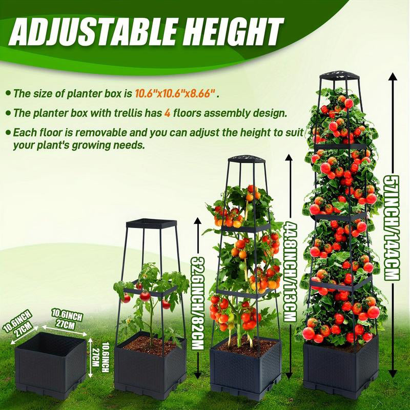 Gartenhochbeet Pflanzkästen mit Rankgitter｜Perfekt für Kletterpflanzen und Gemüseanbau