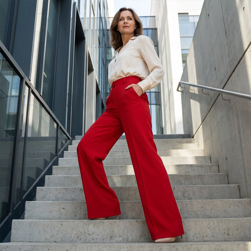 ✨ 50% RABATT! 👖 Damen Hohe Taille Weites Bein Hose – Fließender Schnitt, knitterfrei &amp; elegant für Freizeit &amp; Business 💼