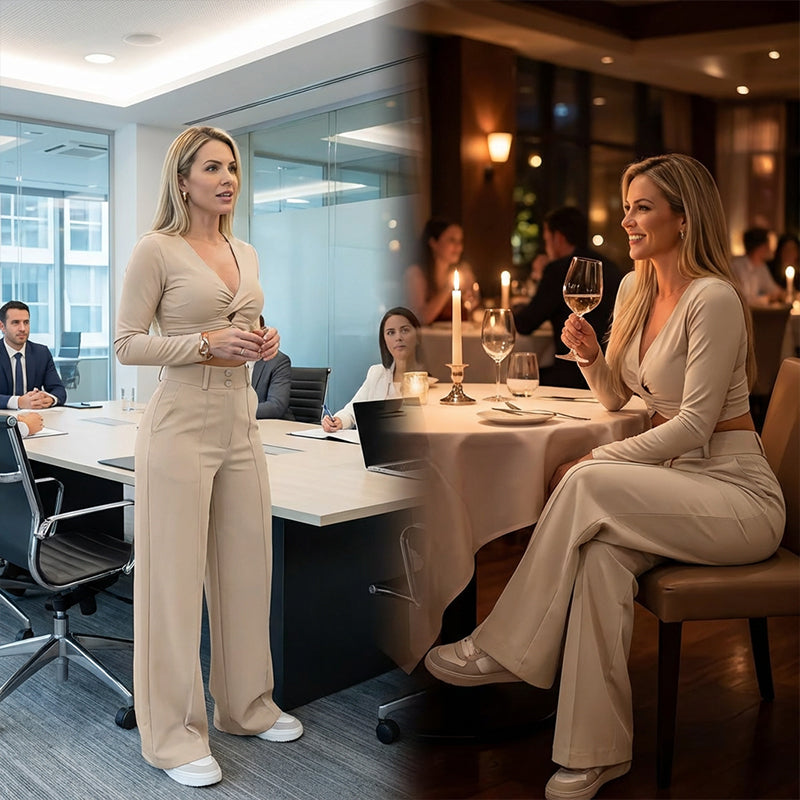 ⌛ Nur noch 3 Tage – 50 % auf alles! ⏰ Damen-Hose mit hohem Bund, weitem Bein und einfarbigem Bein