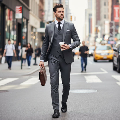 Herren Slim-Fit 3-teiliges Anzugset