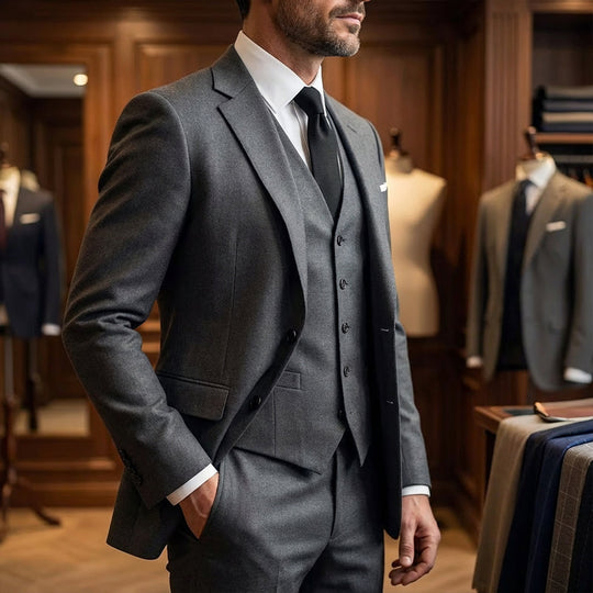 Herren Slim-Fit 3-teiliges Anzugset