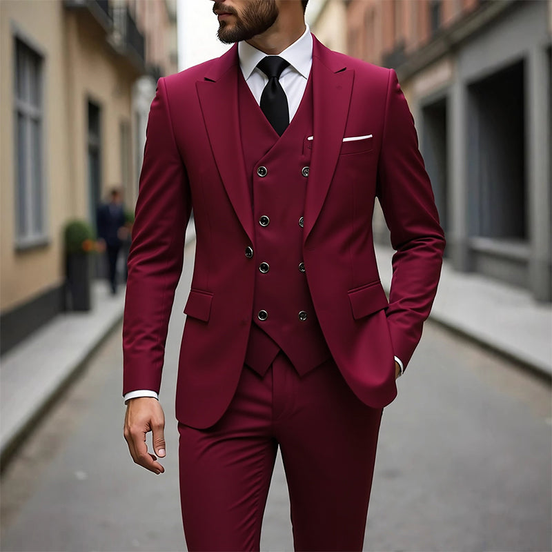 Herren Slim-Fit 3-teiliges Anzugset