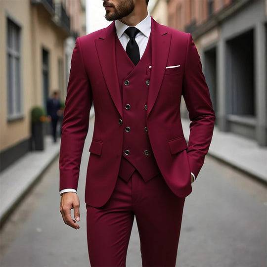 Herren Slim-Fit 3-teiliges Anzugset