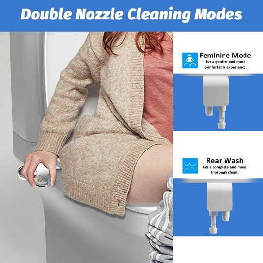Nichtelektrischer, hygienischer, selbstreinigender Bidet-Aufsatz für Toiletten mit Doppeldüse