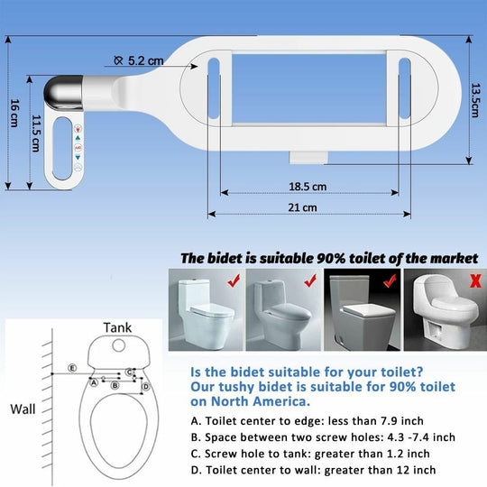 Nichtelektrischer, hygienischer, selbstreinigender Bidet-Aufsatz für Toiletten mit Doppeldüse
